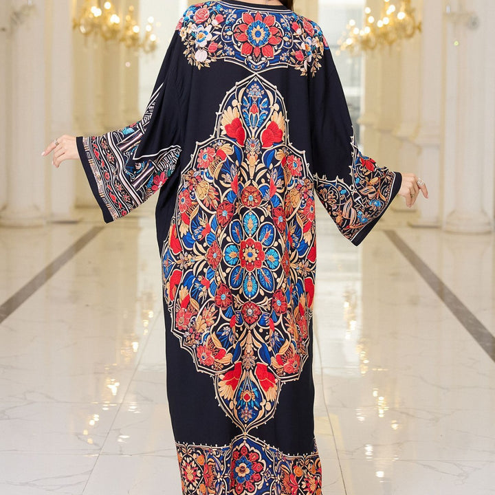 Dame Langærmet Kaftan med kunstnerisk broderimønster Stilla