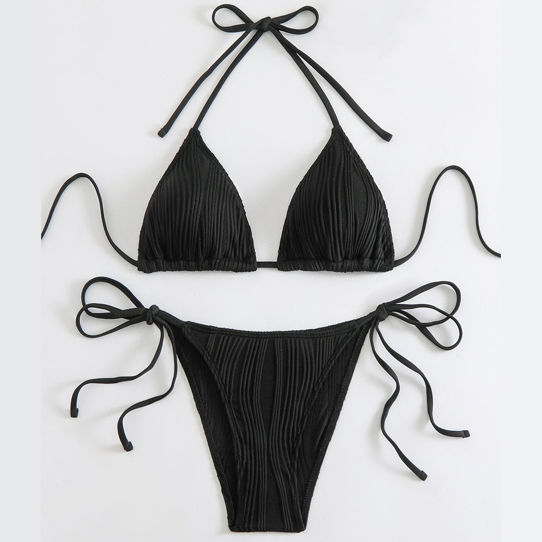 Dame Struktureret Trekant-Bikini-Sæt Stilla 1750838749