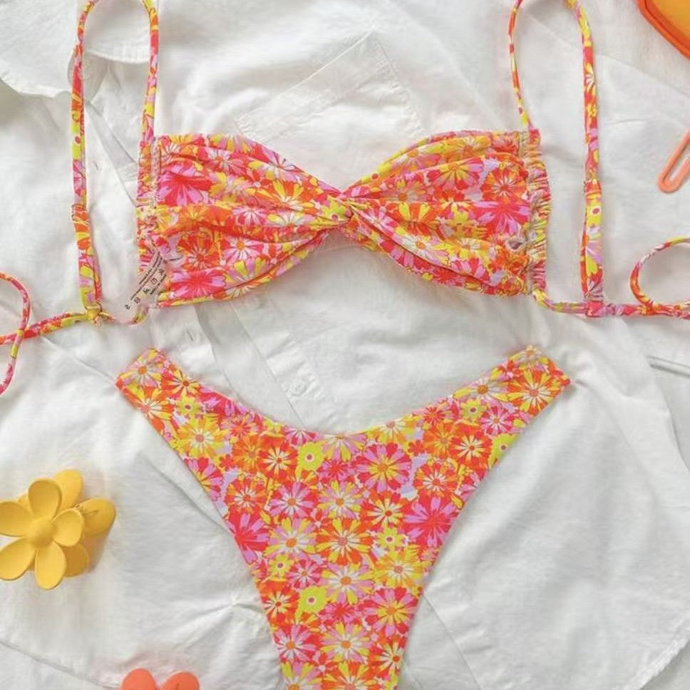 Dame Triangel-Bikini med blomsterdesign Skovae