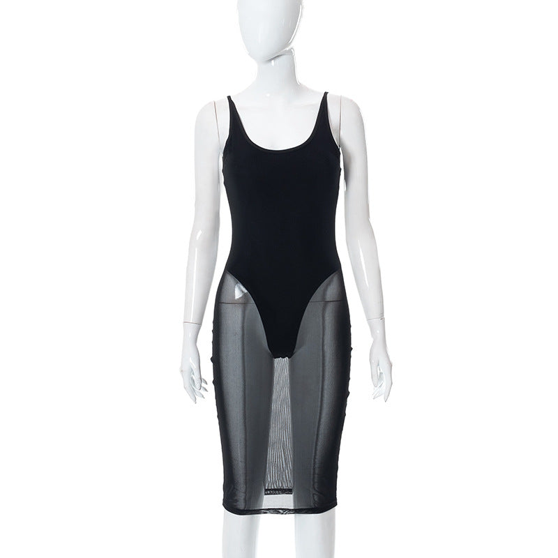 Femme Gennemsigtig Overlay Midi Kjole Stilla
