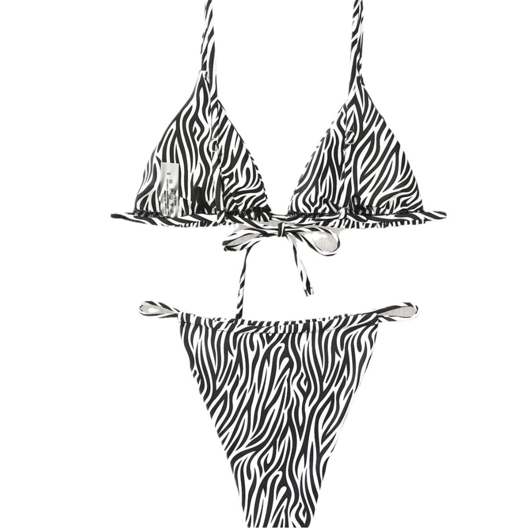Dame bikini-sæt med zebra-mønster og højt skåret trusse Stilla