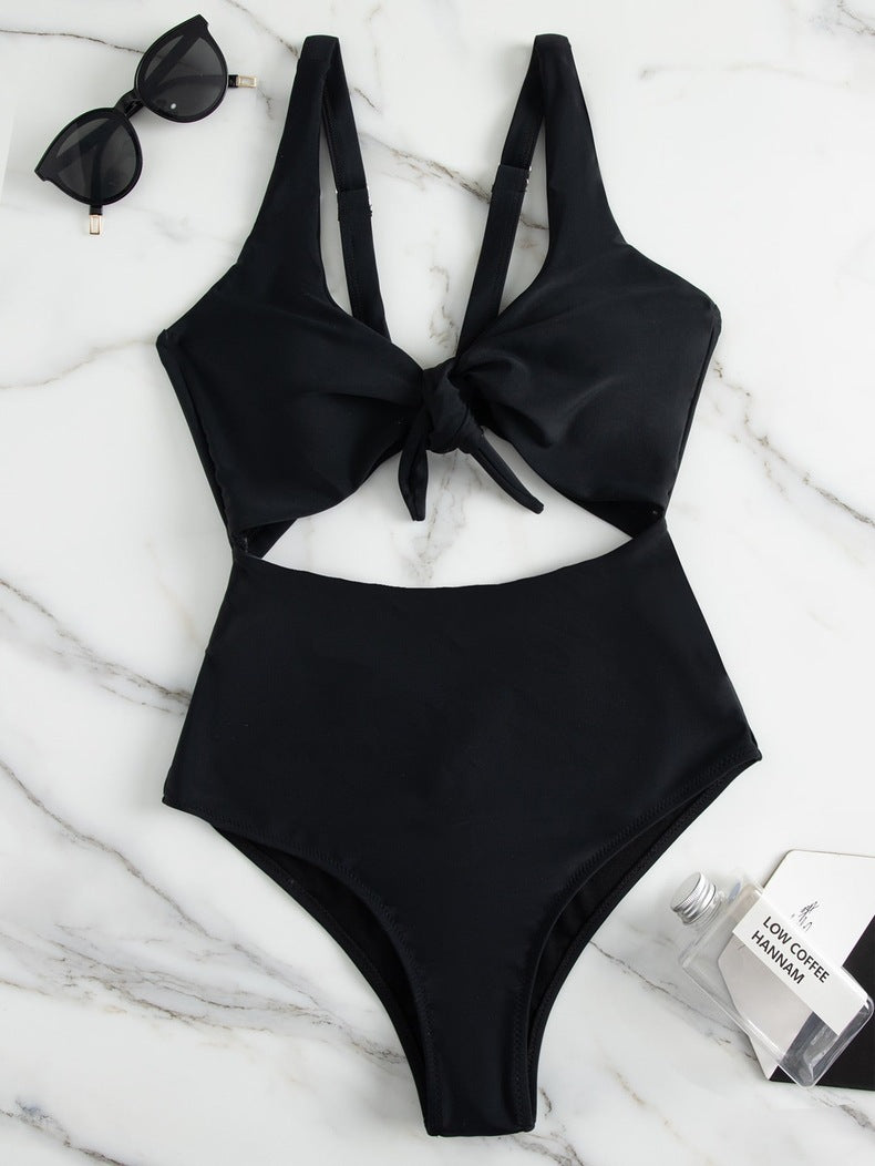 Dame triangel-bikini-sæt med justerbart knudedesign Skovae