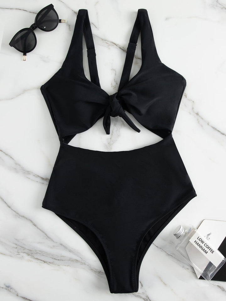 Dame triangel-bikini-sæt med justerbart knudedesign Skovae