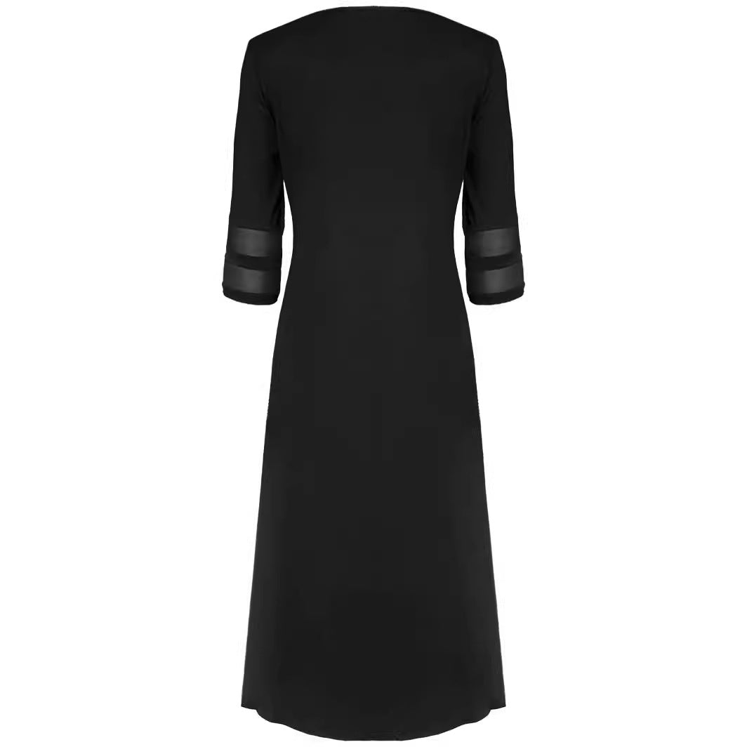 Dame maxikjole med transparente 3/4 ærmer Stilla