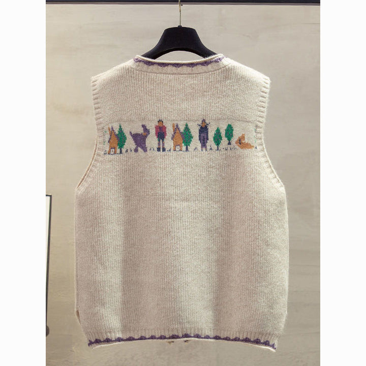 Damer strikket vest med legende motiv Stilla