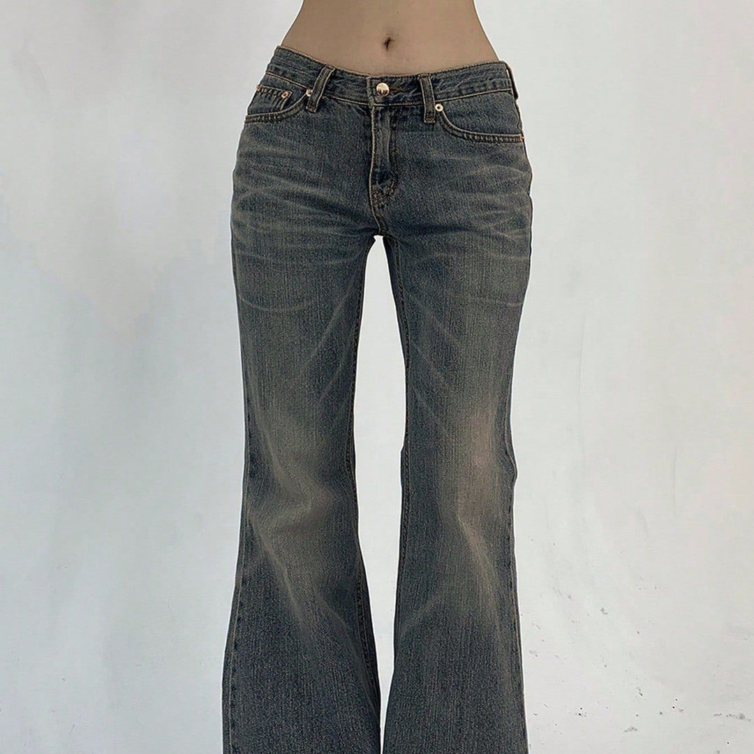 Dame Flared Jeans med høj talje og let Used-Look Stilla