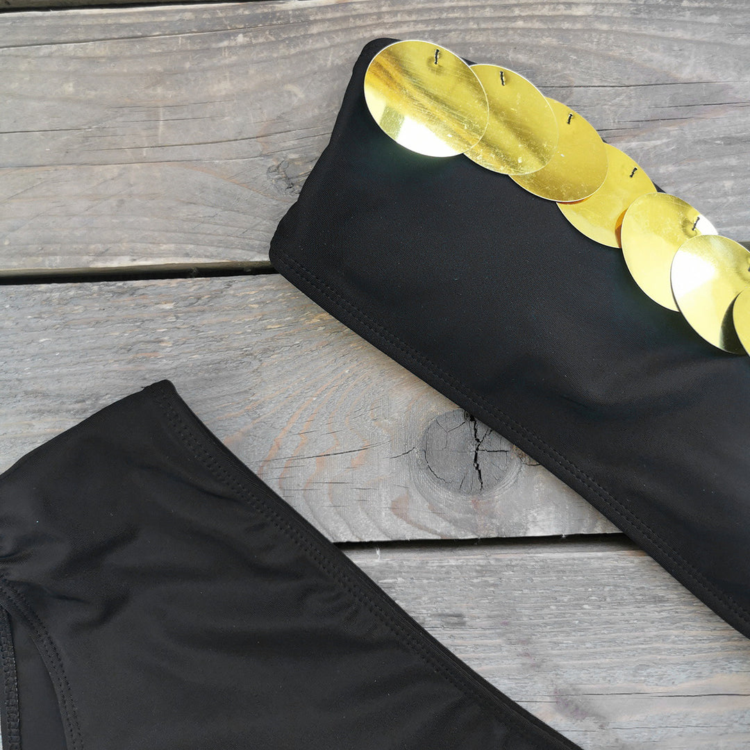 Dame Bikini-sæt med trendy cropped-form og glitrende palietter Stilla