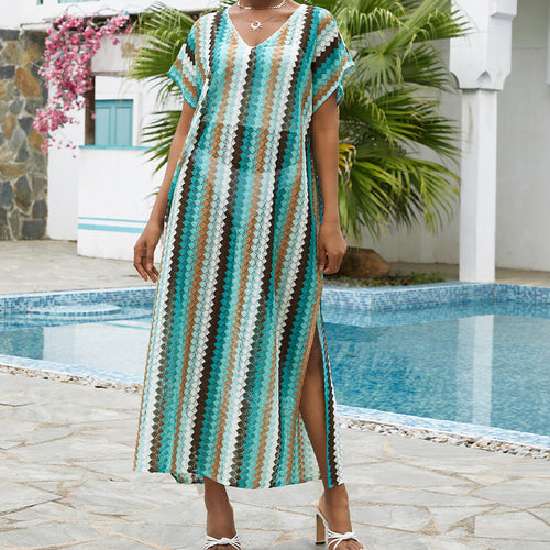 Dame Strandtunika med trendy Chevron-mønster og afslappet snit Stilla
