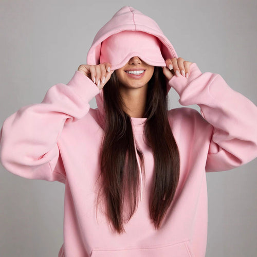 Kvinders hyggelige hoodie med integreret sovemaske Skovae