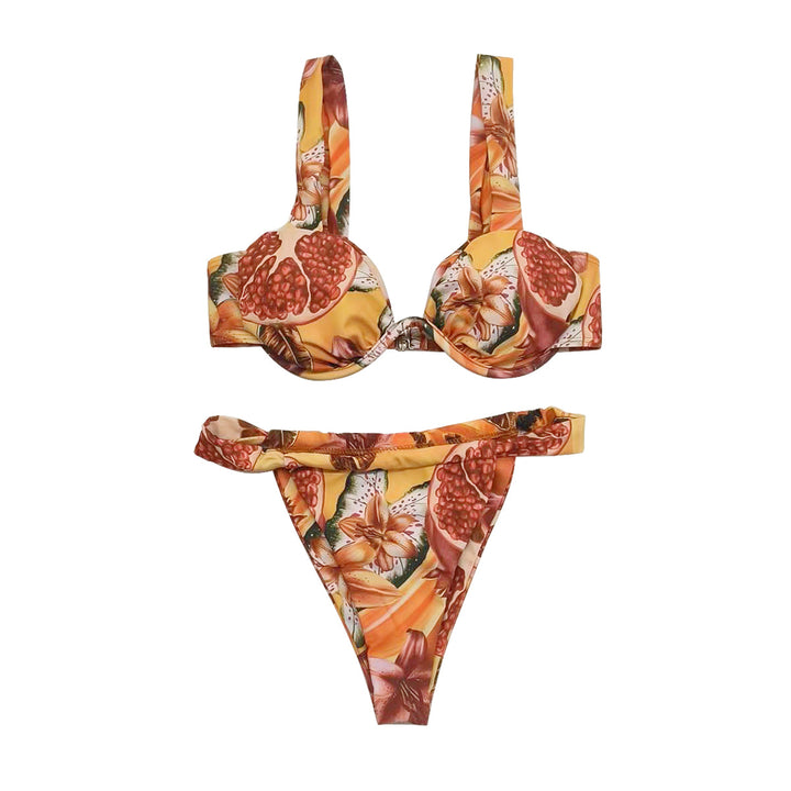 Dame Push-Up Bikini med fashionable stropper og blomsterprint Skovae