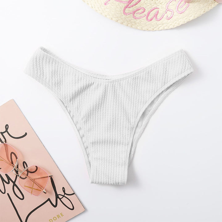 Dame Høj taljeret bikini med struktureret stof og komfortabel pasform Skovae