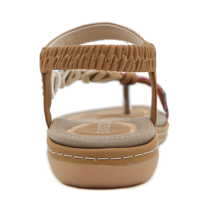 Dame sandaler i boho-stil med funklende perleudsmykninger og behagelig fodseng Stilla