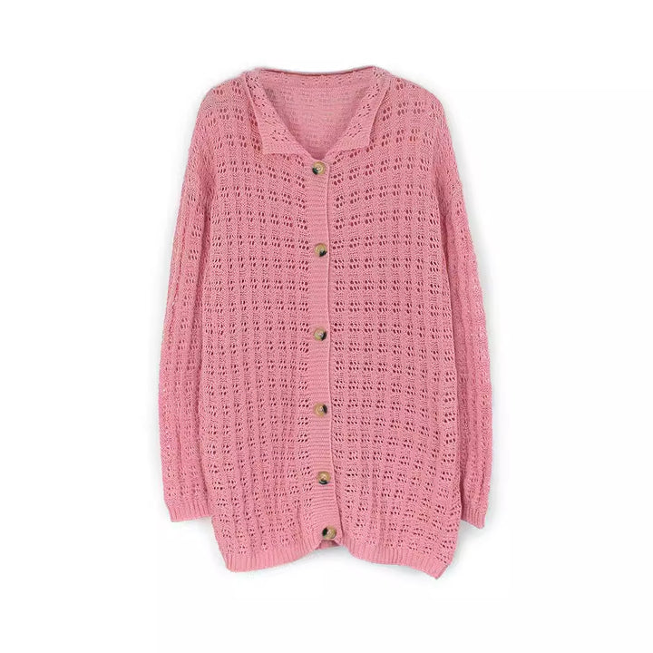 Dame luftig strikcardigan med knapper og åben skæring Stilla