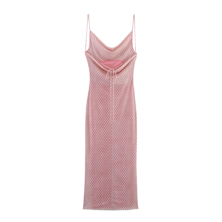 Dame Cowl Neck Slip Midi Kjole med justerbare stropper Stilla