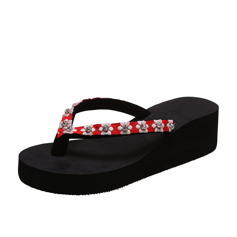 Dame Wedge Tåsandal med funkende blomstersmykke Stilla