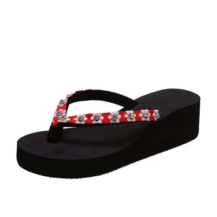 Dame Wedge Tåsandal med funkende blomstersmykke Stilla