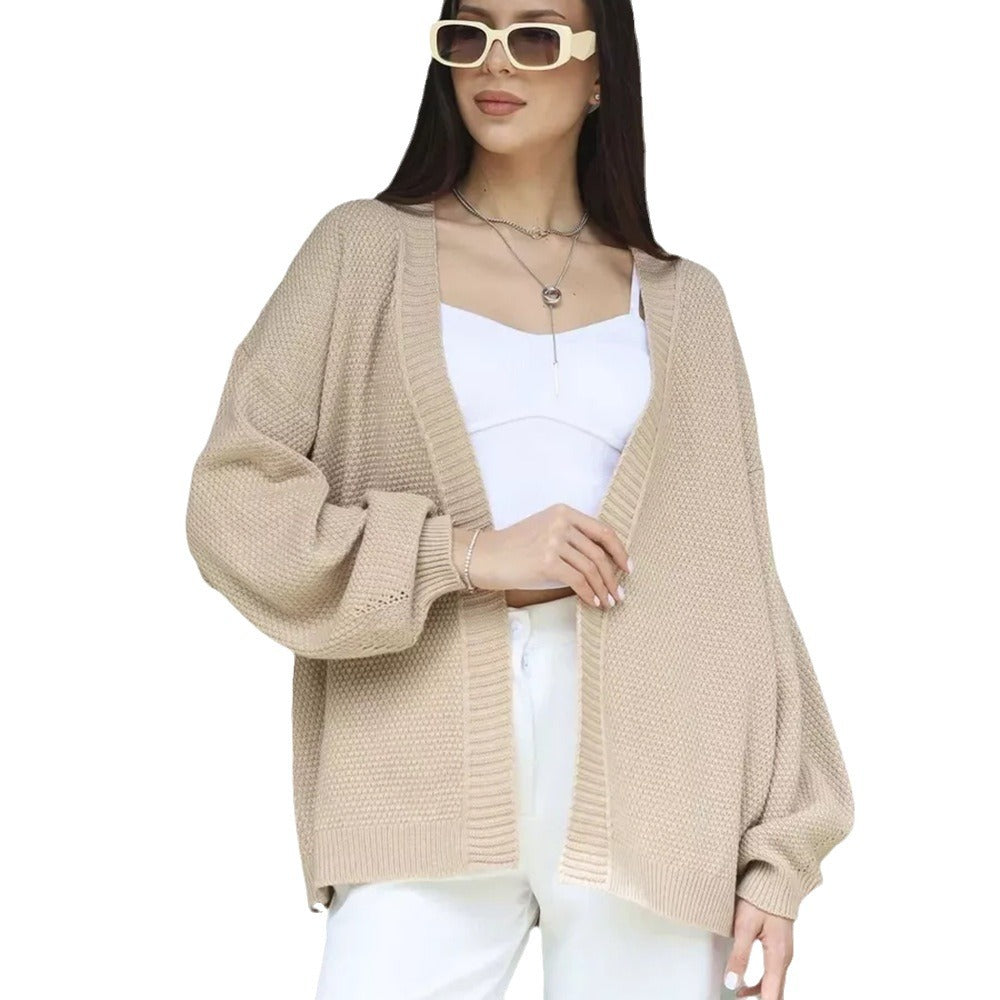 Kvinders oversized cardigan med tekstureret mønster og brede ærmer Stilla