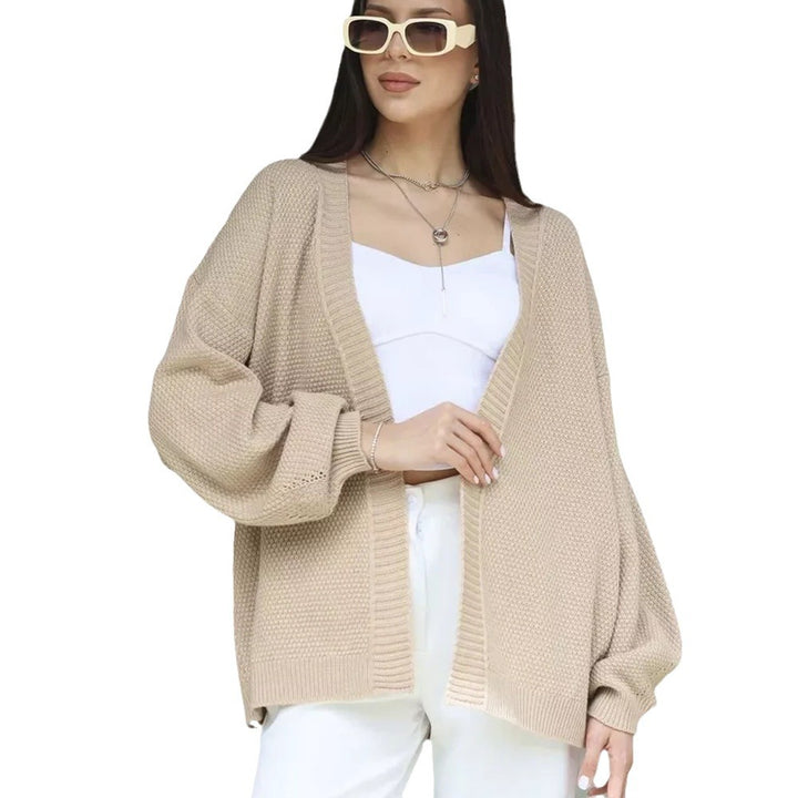 Kvinders oversized cardigan med tekstureret mønster og brede ærmer Stilla
