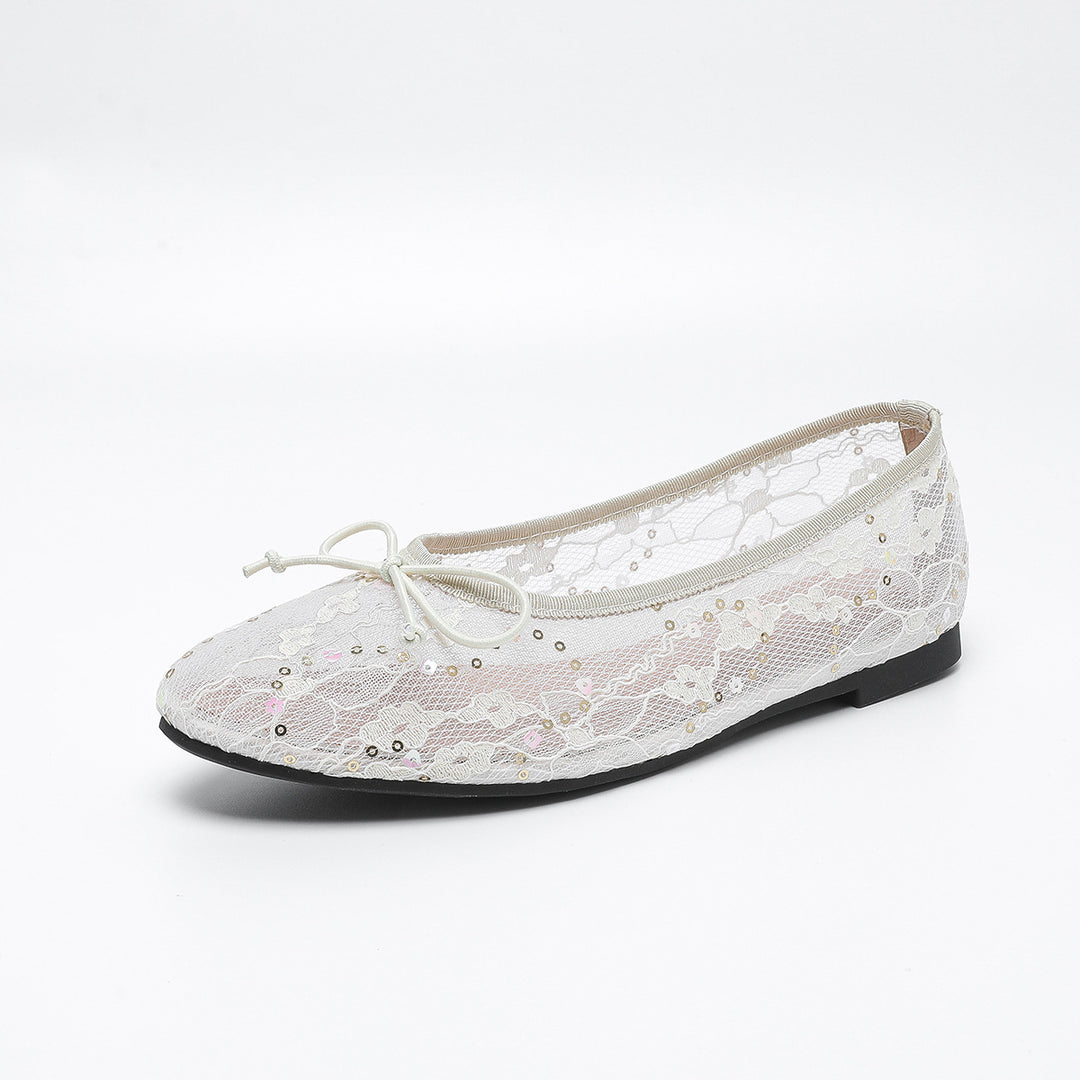 Dame Ballerinas i sart blonde med glimmerdetaljer Stilla