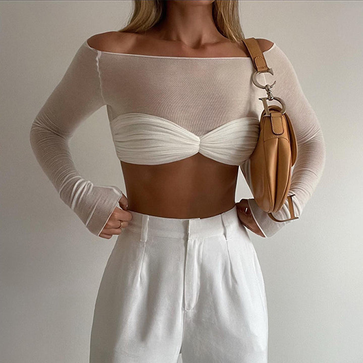 Damer Trendy Cropped Top med Raffineringer og Off-Shoulder Snit Stilla