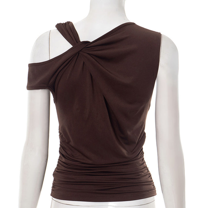 Damer elegant overdel med asymmetrisk snit og raffineret draperingsdetail Skovae