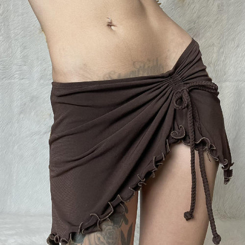 Dame trendy omslag nederdel med ruffle detaljer Stilla