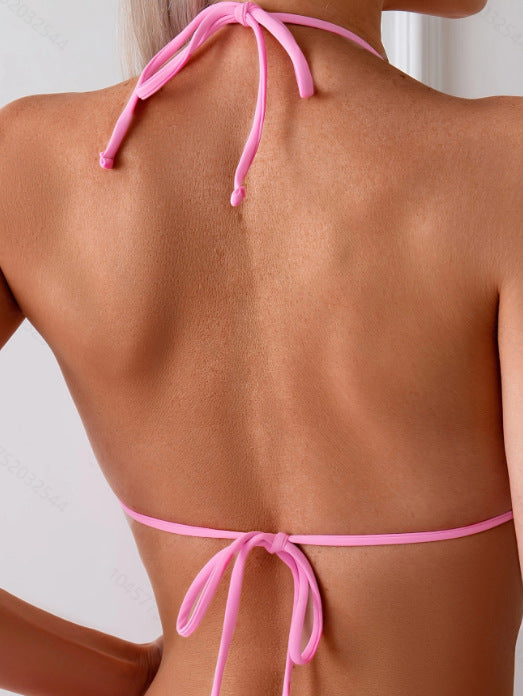 Dame Triangel-Bikini med justerbare snore og elastisk materiale Stilla