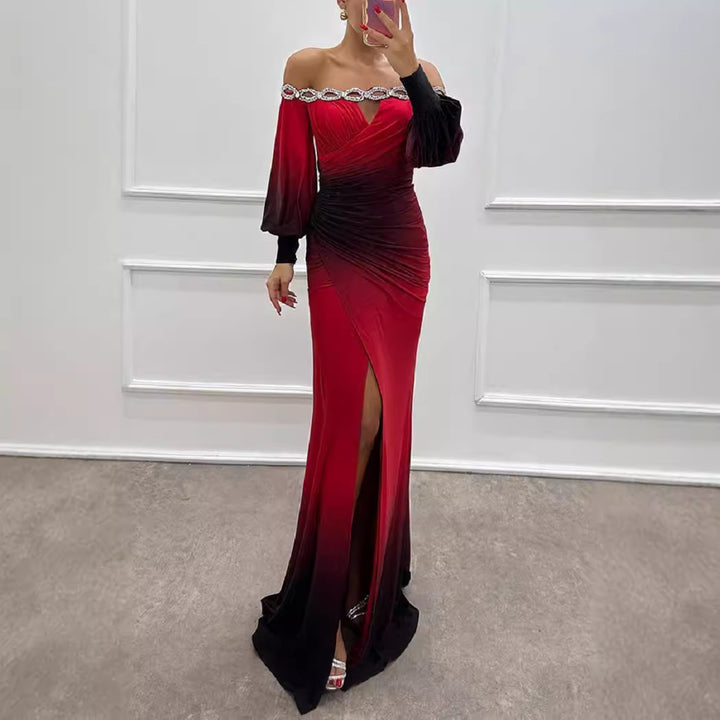 Dame elegant aftenkjole med glitrende taljeudskæring og flydende skirt Stilla