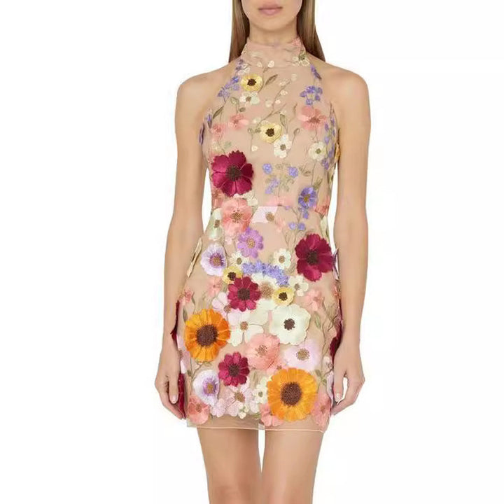 Dame Floral Broderet Minikjole Stilla