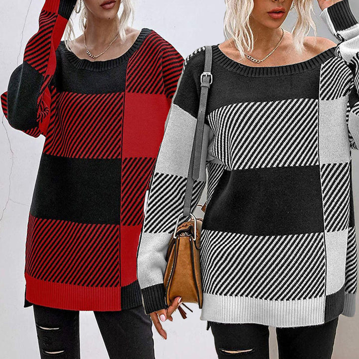 Damer Oversized Pullover med geometrisk mønster og afslappet snit Stilla