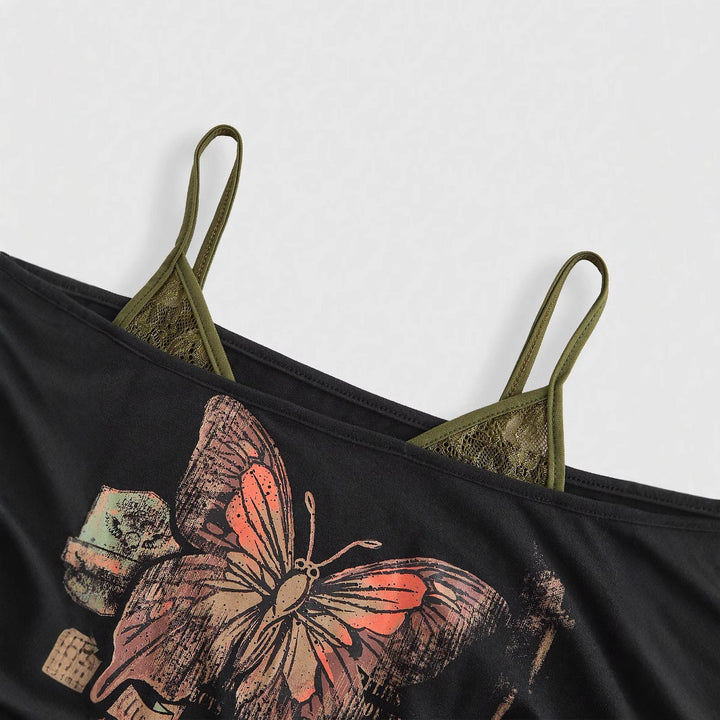 Dame cropped top med kreativ grafiktryk og afslappet snit Stilla
