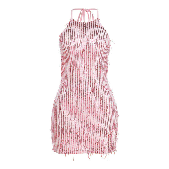 Dame Glamourøst Mini-Kjole med forførelse Pailletter og Cut-Out-Detaljer Stilla