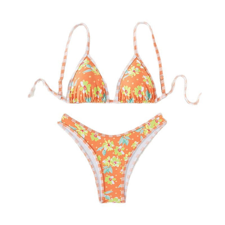 Dame triangels bikini med blomster mønster og justerbare stropper Skovae
