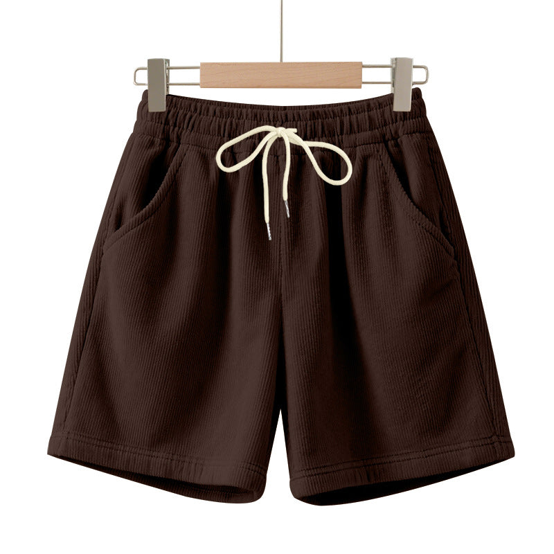 Herren nan ribbet Jersey-shorts med elastisk talje, dekorativ snor og sidelommer Skovae
