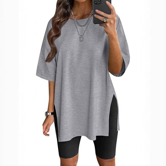 Dame Oversized T-shirt med sideslids Stilla