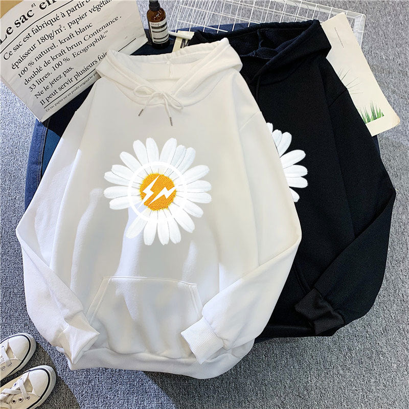 Dame hoodie med blomsterdesign Skovae