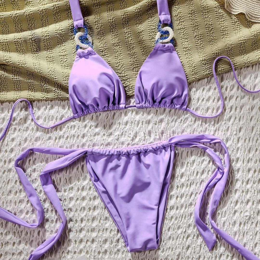 Dame Triangel-Bikini med modiske applikationer Skovae