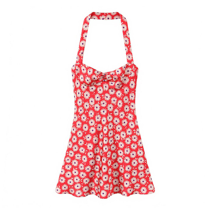 Dame sommerkjole med legende blomsterprint og svajende skørt Skovae