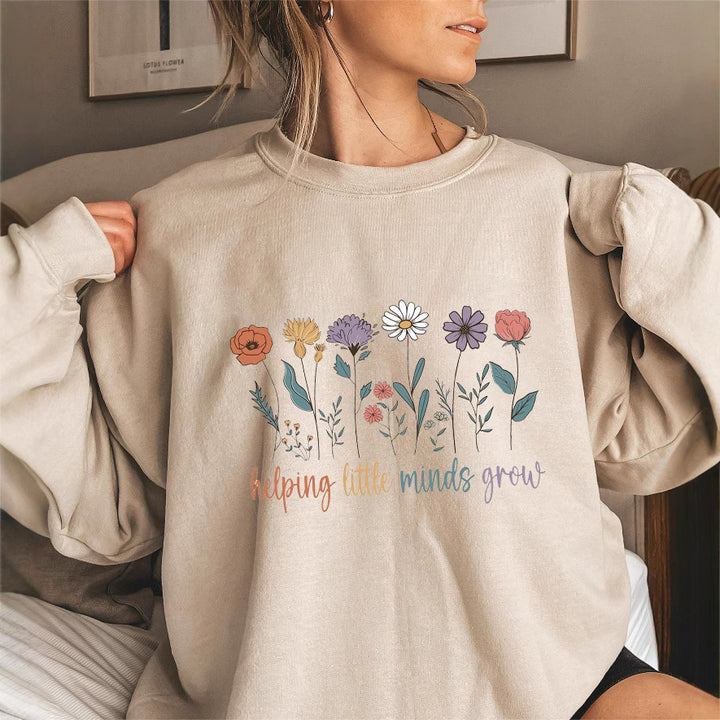 Kvinders sweatshirt med voluminøse ærmer og motiverende blomsterprint Stilla
