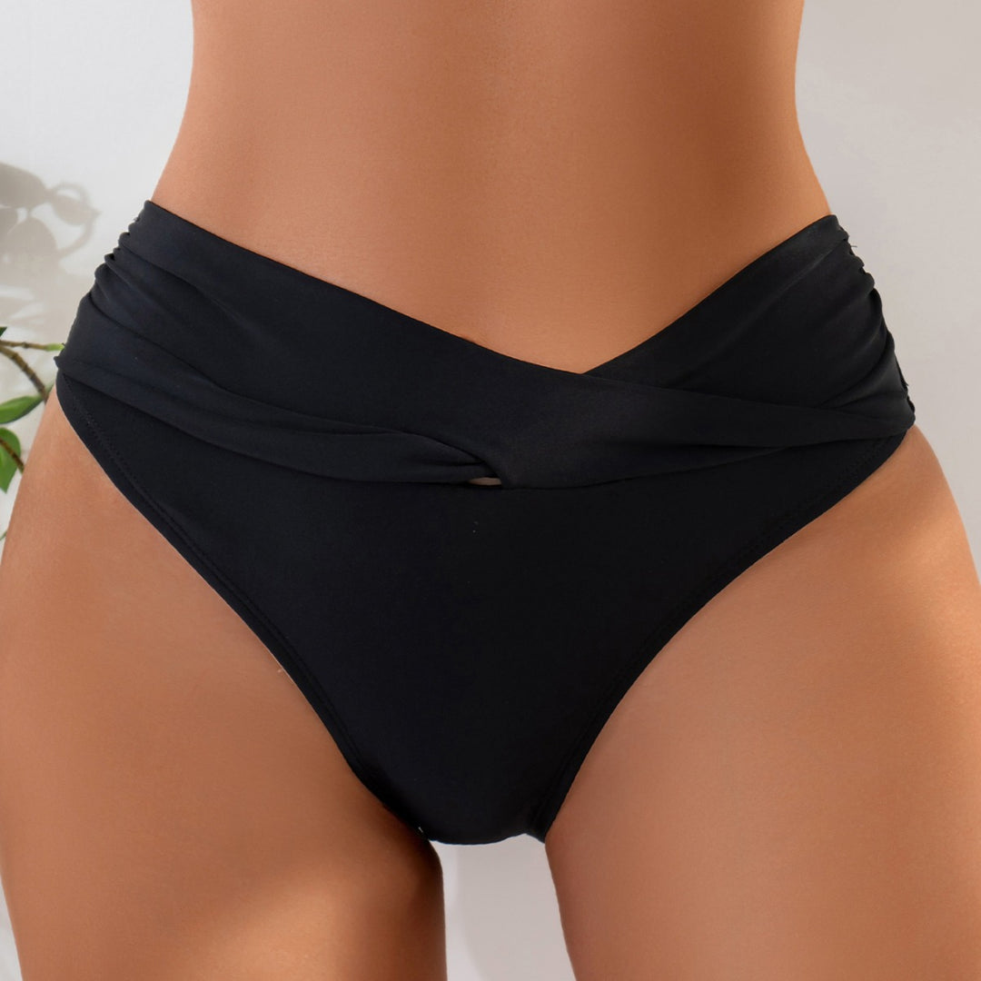 Dame højtaljede badetights med elegant rynkning Skovae