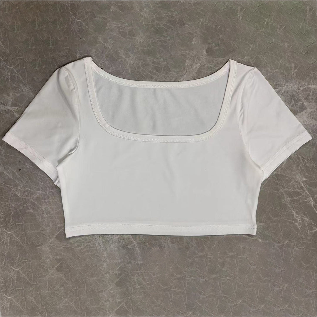 Kvinder Crop-Top med lange ærmer og U-bådsudskæring Stilla