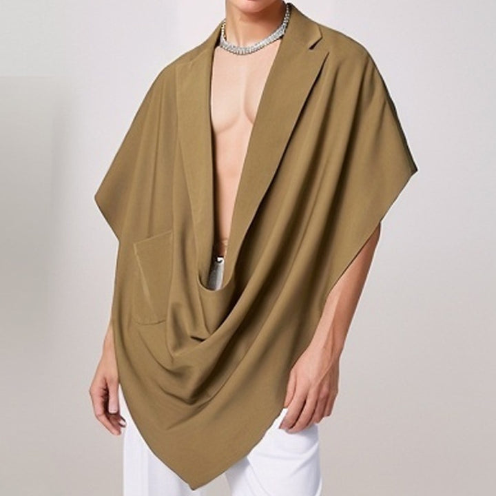Dame nan Cape-blazer med sjalkragen åben front påsat lomme og spidse zipfelsaum Skovae
