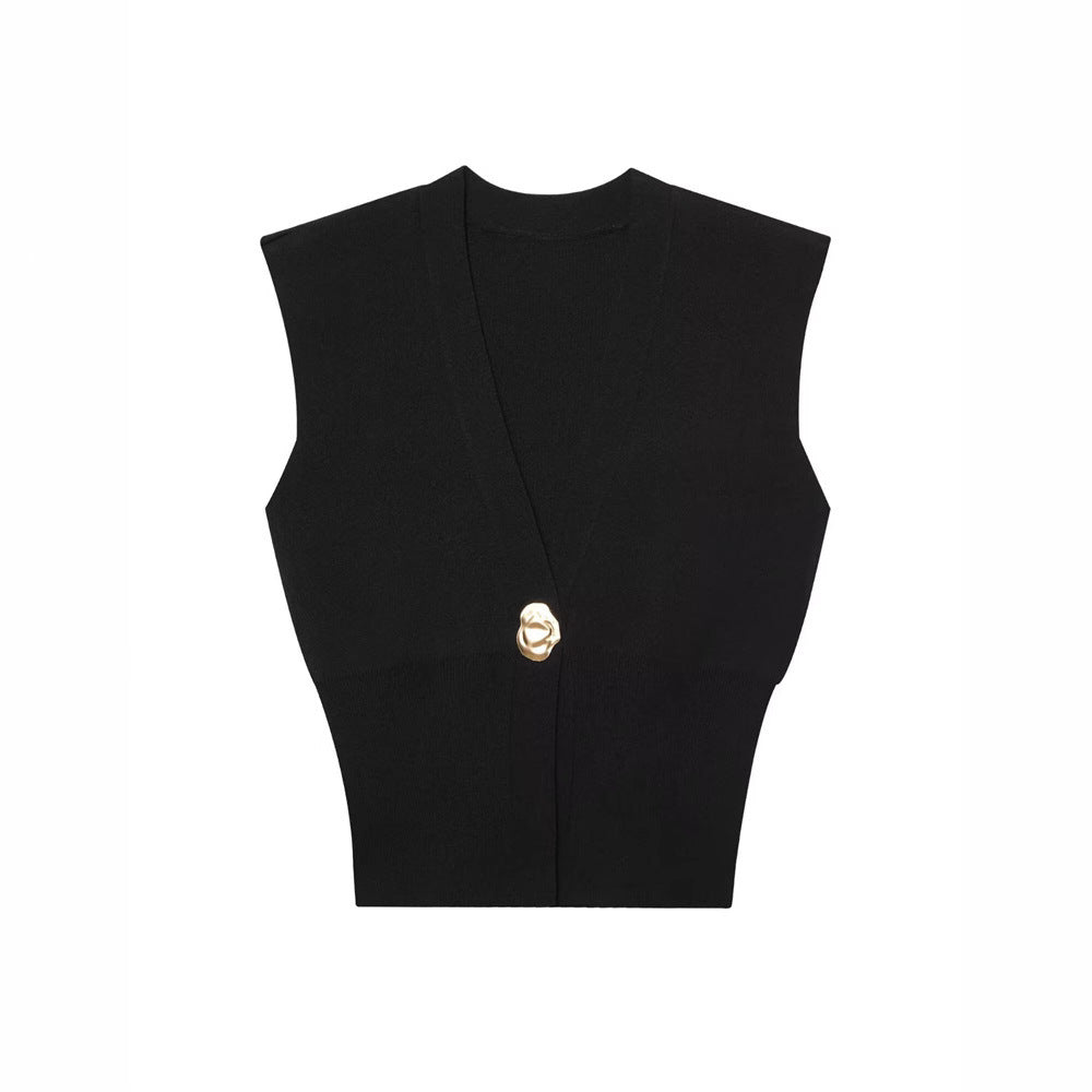 Femme Struktureret Ærmeløs Cardigan Vest Stilla