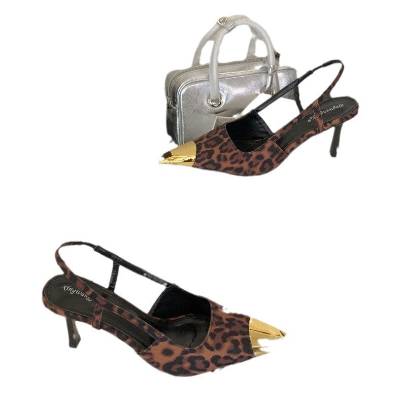 Dame Slingback Pumps med spids tå og elegant metalspids Stilla