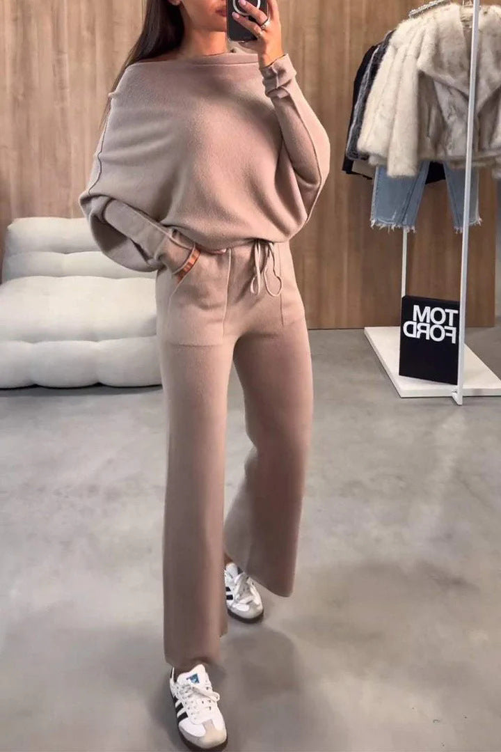 Dame Loungewear-sæt med bredtop og behagelige bukser Stilla