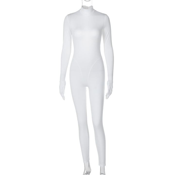 Dame jumpsuit med høj ståkrave og lange ærmer Stilla