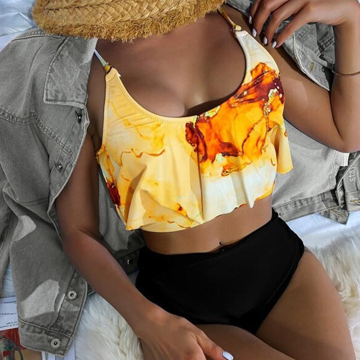 Dame Sporty bikini med blomsterafslutninger Skovae
