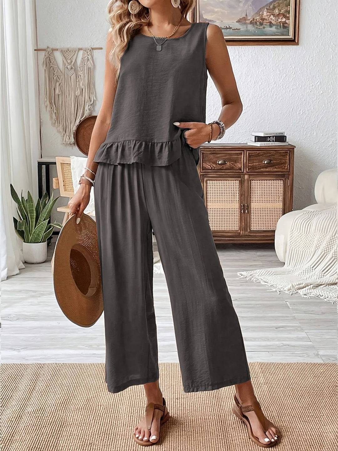Damer luftig jumpsuit med flæse Stilla