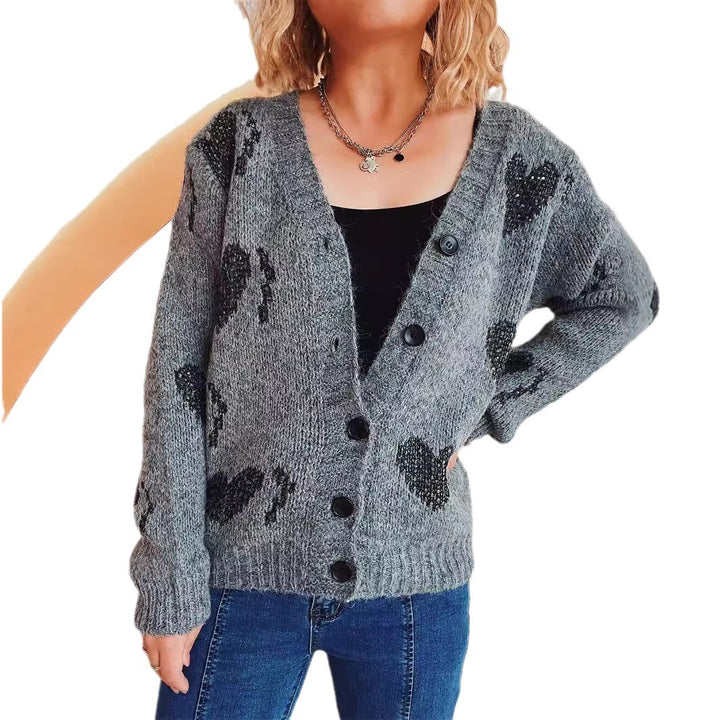 Kvindernes hyggelige cardigan med hjerte-design Stilla