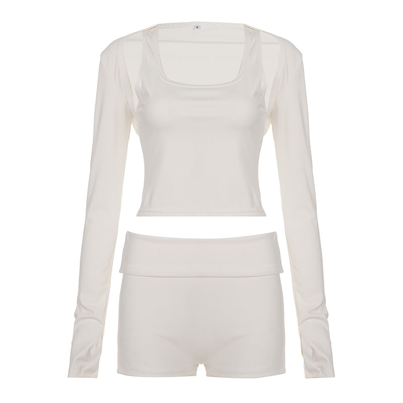 Dame Sporty Crop-Top og Shorts Sæt Skovae